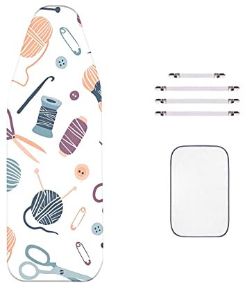 WTAIS Extra GroßEr BüGeltischbezug, Extra Dick - 2-Lagige AusfüHrung, mit Isolierendem Netz und BefestigungsverschlüSsen, Austauschbarer Bügelbretter Bezüge XL(150X60cm)