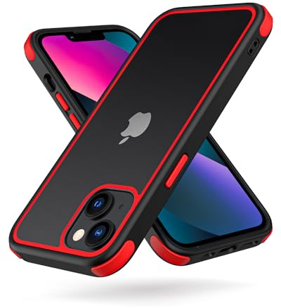 MobNano Ultra Durchsichtig Hybrid Hülle für iPhone 13 Mini Hülle, iPhone 12 Mini Hülle Stoßfest Silicone Bumper Handyhülle Shockproof Transparent Fallschutz i Phone 13 12 Mini Case - Schwarz/Rot