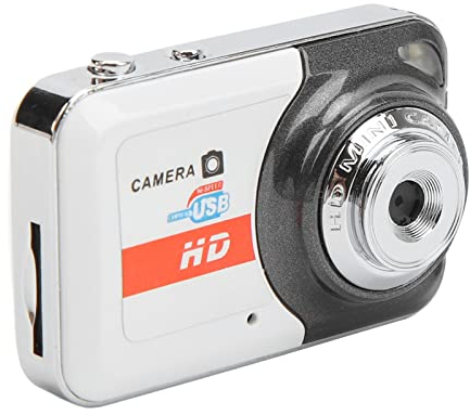 Digitalkamera, Daumenkamera, Tragbare Videokamera mit Bewegungserkennung, Point and Shoot Digitalkameras, Modische DV Kamera für Teenager, Studenten, Kinder (Silber grau)