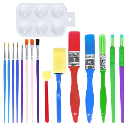 15-teiliges Schwamm-Pinsel-Set mit 1 Palette, DIY-Malschwammpinsel, Kunstpinsel-Set, Malzubehör für Kinder, verwendet für Aquarellmalerei, Ölgemälde, Basteln