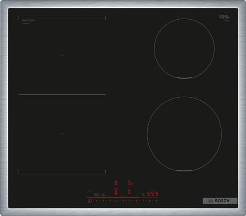 Bosch PVS645HB1E Serie 6 Smart Piano cottura a induzione (autosufficiente), larghezza 60 cm, combinazione di due zoo di cottura, telaio perimetrale, controllo della cappa basata sul piano cottura,