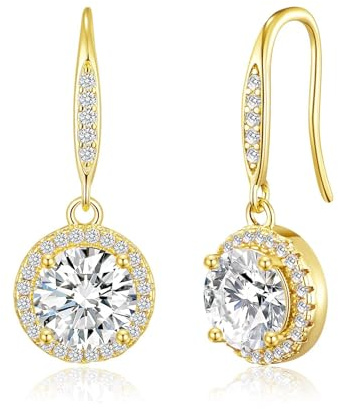Philip Jones 18k Gold Plated Halo Drop Earrings Created with Zircondia® Crystals