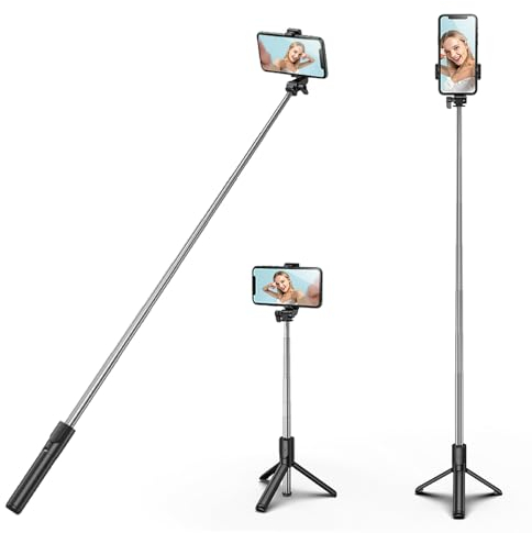 H.May Bastone Selfie Treppiede, 100CM Asta Selfie Stick Treppiede per Telefono Extra Lungo con Telecomando Staccabile Compatibile con iPhone 15/14Pro Samsung Smartphones, Nero