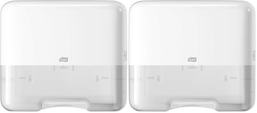 Tork Mini Spender für Zickzack und Lagenfalz Papierhandtücher 553100, Elevation Design - Kompakter H3 Handtuchspender für Falthandtücher zur Einzelblattentnahme, weiß (Packung mit 2)