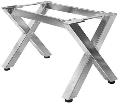 GGMMÖBEL Juana | Tischbeine Metall Edelstahl | 2 Stück X Form Tischkufen mit 2 x Verbinder | L: B: H: 75 x 60 x 105cm | Möbelkufen für Stehtisch, Bartisch