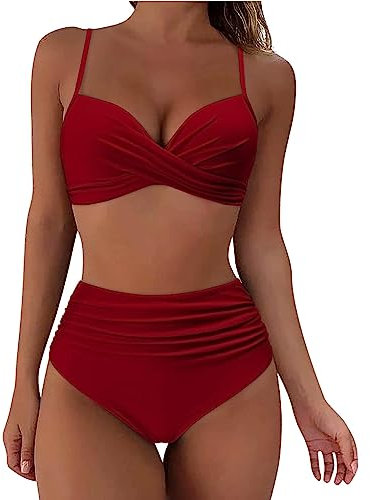 WILLBEST Badeanzug Damen Sport Bikini Oberteil badeanzugkleid Bikini Damen blau Business Outfit meerjungfrauenflosse bauchweg Kleid Swimsuits for Women brasilien Slip Kangaroos Dam