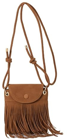 TIAASTAP Kleine Handtasche mit Quaste - Hippie Kostüm Damen Crossbody Bag - Boho Tasche Y2K Vintage 70er Mode Umhängetasche - Flower Power Accessoires