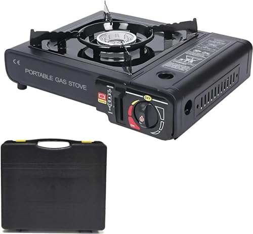 SQUADO - Fornello a Gas Portatile, con Valigetta, Fornello da Campeggio, Fornello Camping/Canottaggio/PicNic