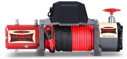 Dragon Winch Treuil électrique 12V Maverick 12000 lbs / 5443 kg avec Corde Synthétique 20m pour dépanneuses et véhicules municipaux | Télécommande sans fil + accessoires treuil | Étanchéité IP67