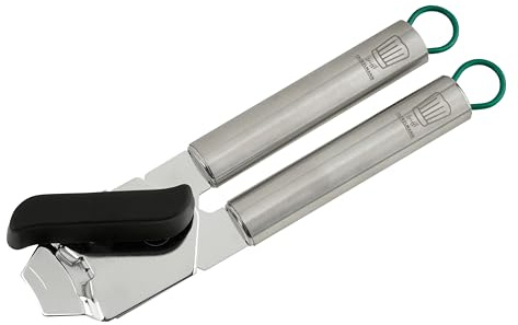 Chefkoch trifft Fackelmann – Premium Dosenöffner aus Edelstahl, Verchromtes Funktionsteil, Ergonomischer Griff, Reinigung per Hand, inkl. Haken zum aufhängen
