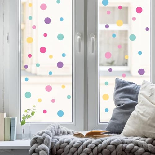 Wandtattoo Loft Fensterbild Karneval wiederverwendbar Frühling bunte Punkte Fasching farbige kleine Kreise A4