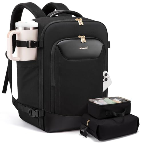 LOVEVOOK Handgepäck Rucksack Flugzeug Damen, 40L Groß Reiserucksack Travel Backpack Kofferrucksack mit Laptopfach, Wasserdicht Reisetasche für Geschäftsreise Business Weekend
