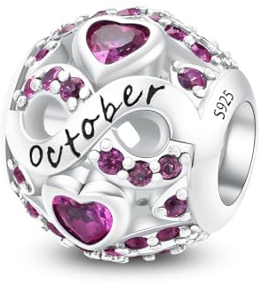 Aurevella 925 Birthstone Charms en Argent Sterling Pour Bracelet&Collier Européen, Anniversaire, Fête des Mères, Noël Cadeau de Bijoux Pour les Femmes