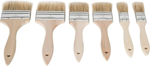Set pennelli pittura 5 pezzi – pennello pittura e pennello per legno con manico in legno (25,4/38,1/50,8/63,5/76,2 mm), pennelli per dipingere larghi per lasure, mordenti e colla.