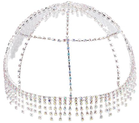 GORGECRAFT 1920s Coiffe à Strass avec Chaîne en Cristal pour Femme Mariage Mariée Vintage 1920 pièces Bandeau de Fête Pompon Maille Bijoux Gatsby Accessoires pour Cheveux pour Filles