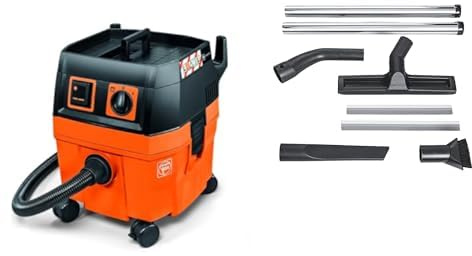 FEIN Combo Nass-/Trockensauger für den Anschluss von Elektrowerkzeugen Dustex 25L + Zubehör-Set (2 Metall Saugrohre, 1 Kombidüse mit Wechseleinsätzen, 1 Fugendüse, 1 Saugpinsel, 1 Krümmer.)