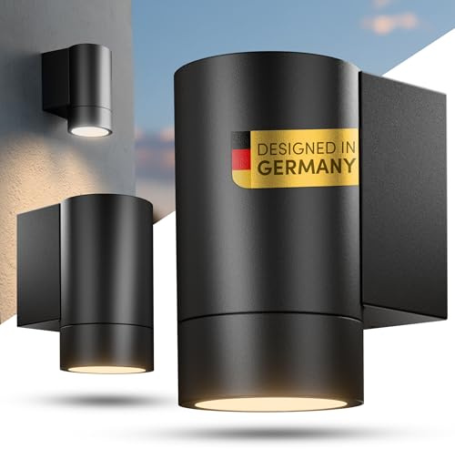 Scandinavian home Aussenlampe Wand 2er Set - Wandleuchte Aussen & Innen mit GU10 Fassung, Außenwandleuchten IP65 - Wandlampe Aussen, Aussenleuchten Hauswand, Außenleuchte Wand - Einflammig, Schwarz