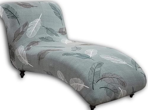 Fodera per chaise lounge longue sofa cover armless slipcover for bedroom elasticizzato senza braccioli soggiorno camera da letto salotto elasticizzata stampata morbida interna lavabile(Grigio Verde)