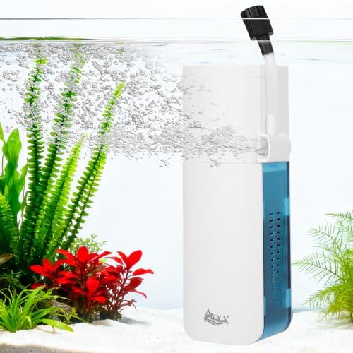 AQQA Aquarium Filter,Einstellbarer Aquarium Innenfilter mit 300L/H Wasserpumpe,Leiser Aquarium Filterpumpe,3W Aquarien Schwammfilter,Sauerstoff,Filterung,Wasserzyklus,für 19-39L Aquarien