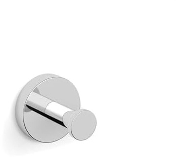 AquaCraft 100 Handtuchhaken Chrom I Wandhaken mit Rosette Design I stilvoller Badhaken verchromt platzsparend I Gäste-WC Accessoire einzelner Haken für Handtücher