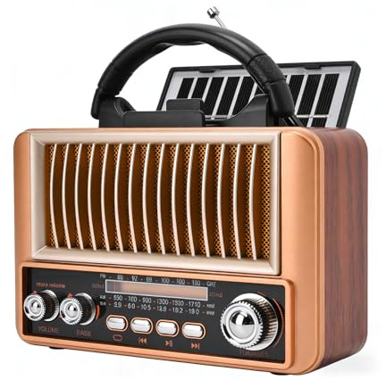 Radio Vintage, FM/Am/SW Poste Radio Vintage, Radios Portable avec Bluetooth, Emplacement pour Carte TF, Batterie Rechargeable, Radios Nostalgie, Bluetooth Rétro pour Cuisine/Chambre/Bureau