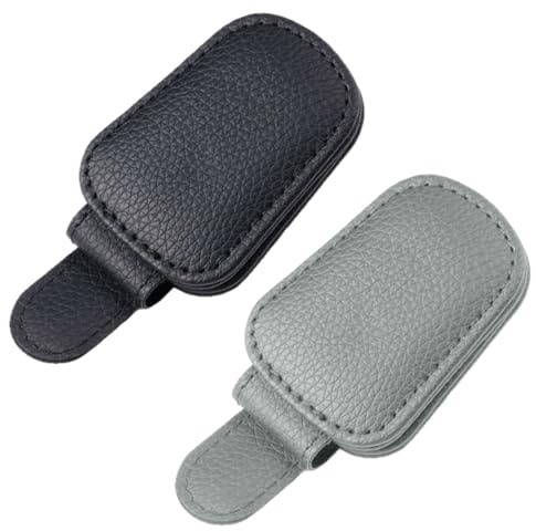 Brillenhalter für Auto Sonnenblende, 2 Stück, magnetischer Leder Brillenhalter Clip, Brillenhalter für Auto, universelles Auto Visier Zubehör, Sonnenbrillen Halterung/Ticket-Kartenclip