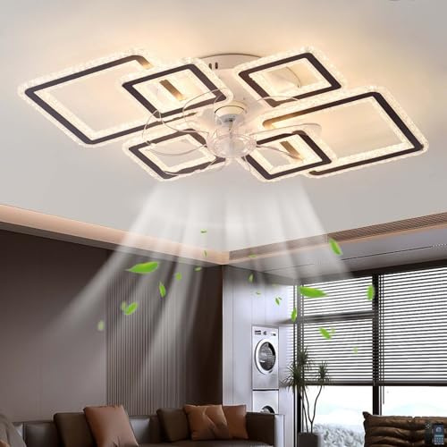 Inrosy SystèMe Ventilateur Plafond Avec Lumiere 6 Vitesses Ventilateur De Plafond Silencieux Avec Lumiere Et TelecommanderéVersible Adapté Aux Salons Et Aux Chambres, Noir
