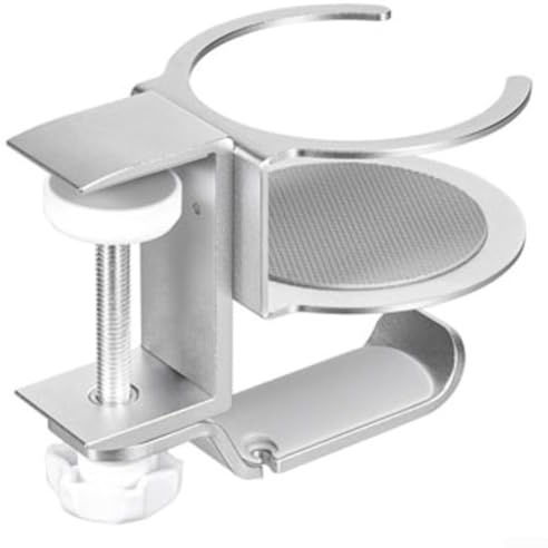 Percha giratoria de aleación de aluminio para auriculares con diseño de ahorro de espacio y revestimiento resistente a los arañazos, adecuado para auriculares y portavasos en escritorio (plata)