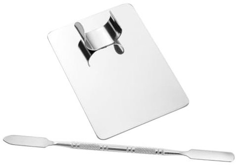 ARTIBETTER Palette Acier Inoxydable pour Mélange de Maquillage Spatule, Plateau Portable Adapté aux Artistes Cosmétiques et Tests de Produit sur Peau