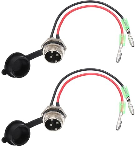 sourcing map 2 Pcs 3 Pin Electric Scooter Charging Port, Aviation Head Electric Scooter Charger Port with Terminals Waterproof Cover for E-Scooter Battery Charging, 5.71 Inch