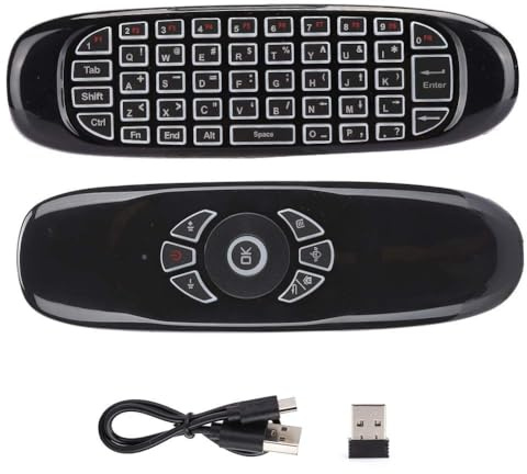 Souris Air Fly sans Fil avec Télécommande, Clavier et Souris 2-en-1 Légers avec Deux Voyants Lumineux Colorés, Récepteur Bluetooth, Capteur G à Trois Axes