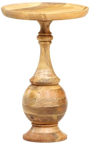 vidaXL Mangoholz Massiv Beistelltisch Vintage Couchtisch Wohnzimmertisch Kaffeetisch Sofatisch Teetisch Tisch Holztisch Rund 43x43x66cm
