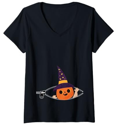 Annonce d'une Grossesse à Halloween Enceinte T-Shirt avec Col en V