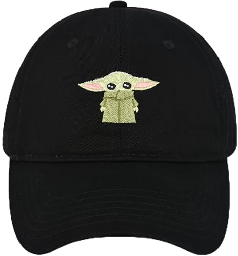 STAR WARS The Mandalorian The Child Baseballkappe, Baumwolle, verstellbar, Grogu Dad Hat, Schwarz – Cartoon, Einheitsgröße