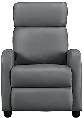 Yaheetech Relaxsessel Fernsehsessel Einzelsofa Ruhesessel mit Verstellbarer Beinablage Liegesessel aus Kunstleder Grau