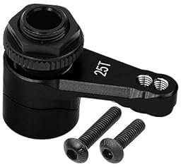 Axial 1/10 RBX10 Ryft 4WD Rock Bouncer Upgrade Parts Aluminum 7075 25T Servo Horn With Built-In Spring (2 Positioning Holes) - 3Pc Set Black