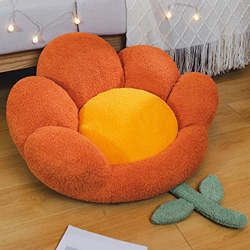 Goodliest Flower Seat Cushion Cute Floor Pillow Thickened Flower Shape Floor Pillows Seating for Adults Floor Cushions for Relax Yoga Meditation Orange 21.65 x 21.65
