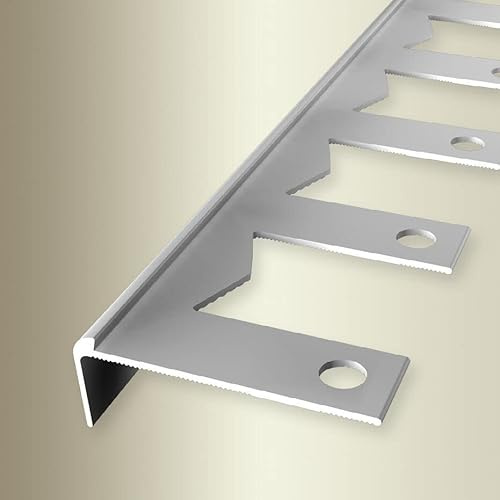 PROVISTON | Treppenkantenprofil | Breite: 48 mm | Höhe: 3 mm | Länge: 2500 mm | Aluminium eloxiert | Biegbares Profil | Silber | Offen Gestanzt