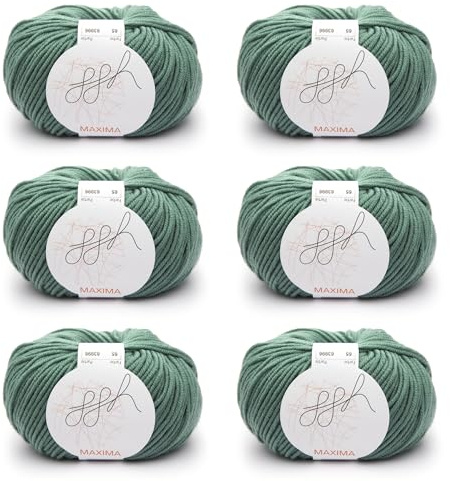 ggh Maxima Box - 6x50g (insgesamt 300g) Merinowolle extrafein und maschinenwaschbar - Nadelstärke 4-5 Farbe 065 - Berylgrün