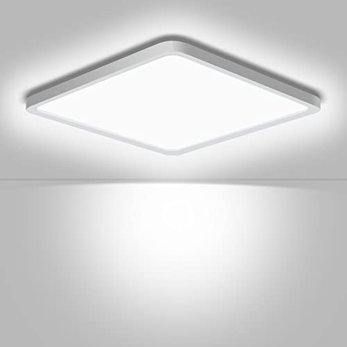 Ouyulong Plafon Led Techo Quadrado 24W, Plafon Led Techo Cucina 5000K, 2600LM, 23CM,IP44 Lampada impermeabile per bagno Techo,Luz de Techo Para Dormitorio Balcón Pasillo Comedor Oficina