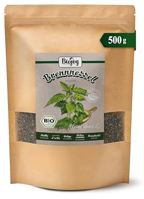 Biojoy Poudre d’ortie BIO, feuilles d’ortie moulues, 500 g | Farine d’ortie de Bulgarie, Urtica dioica L.