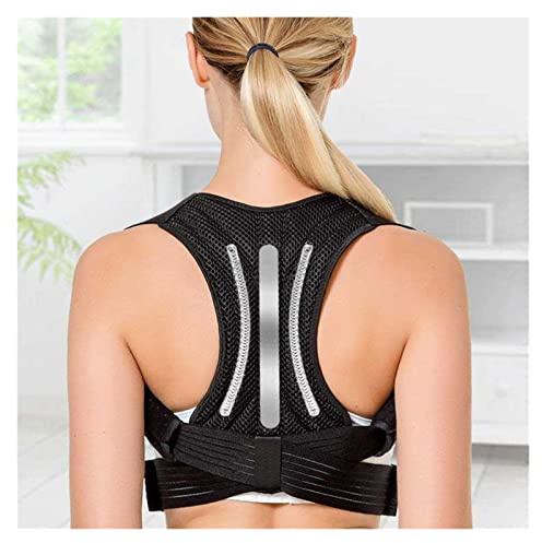 DERBUT Cinturón de Soporte ortopédico Ajustable para la Espalda Equipo Deportivo para la Espalda Protector de Hombro Corrector de Postura Corsé Soporte Lumbar (Color : Black, Size : Medium)