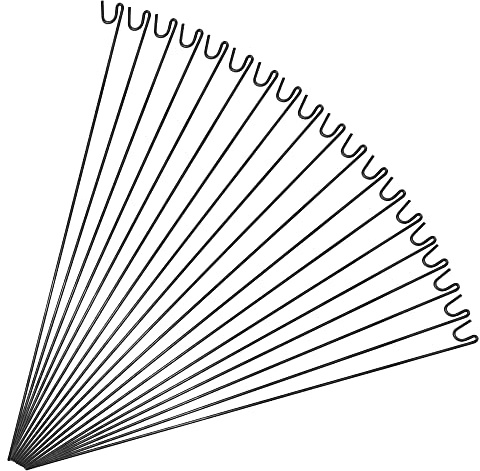 ANSIO Steel Fencing Pins 1.2m Long 8mm Thick Non-Galvanised Metal Stakes for Temporary Outdoor Garden Decking & Fencing with Shepherds Crook Head - 20 Pack