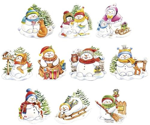 Ideen mit Herz 3-D Motive, ausgestanzt, ca. 7-10 cm, 10 Stück im Beutel | Bilder zum Basteln & Dekorieren | Grußkarten selber machen | Bildmotive für Scrapbooking & DIY-Deko (Knuddelige Schneemänner)