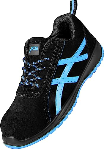 ACE Aurora Frauen-Arbeitsschuhe - sportliche Sicherheitsschuhe für die Arbeit - S1 SRA - Schwarz/Blau - 38