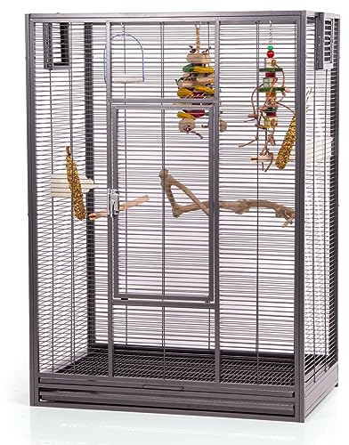 Montana Cages | Premium Vogelvoliere New Melbourne I Vogelkäfig für Sittiche, kleine Papageien, AVILON Pulverbeschichtet, Antik Edition, ca. 80 x 50 x 110 cm