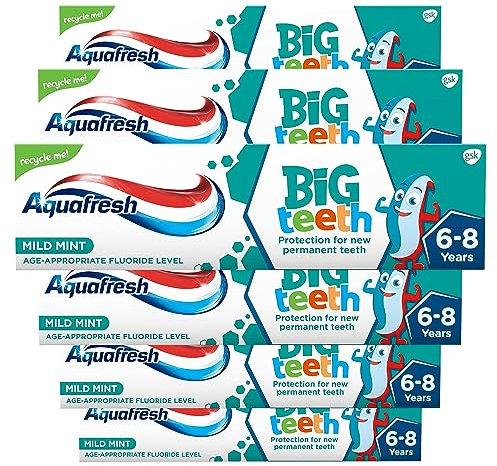 Aquafresh Big Teeth Toothpaste, for Kids Teeth, 6-8 Years, 50ml - Pack of 6