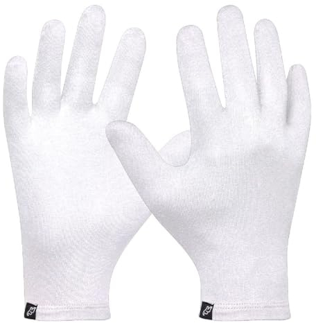 Gebol Baumwollhandschuhe, nachhaltige Stoffhandschuhe aus Bio-Baumwolle, antibakteriell & antiviral, vielseitige Einsatzmöglichkeiten & Touchscreen, Unisex Arbeitshandschuhe Gr. S/M (Gr. 7/8), weiß