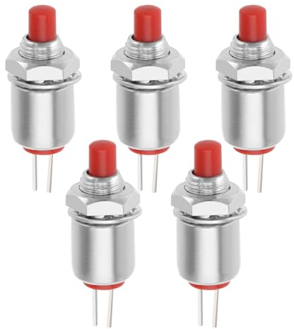 eMagTech 5 unidades de 2 polos microminiatura momentáneos botón pulsador DS-402 Mini Interruptor de presión Micro Lockless momentáneo Apagado (UN) SPST 125 V 1 A 5 mm, Rojo