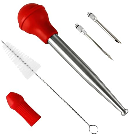 Elektheim Baster with Cleaning Brush Turkey Baster with Needles Meat Syringe Spice Syringe Marinating Syringe BBQ for Beef, Chicken, Pastries